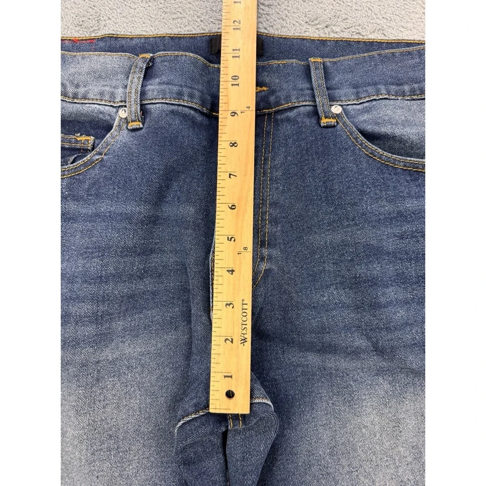 True Religion Geno Jeans Men 36x32 Blue Relaxed Slim‎ Distress Whiskered Denim